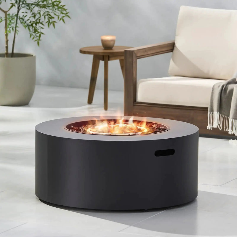 Round Iron Fire Pit With 40,000 Btu by HouseOfZazla