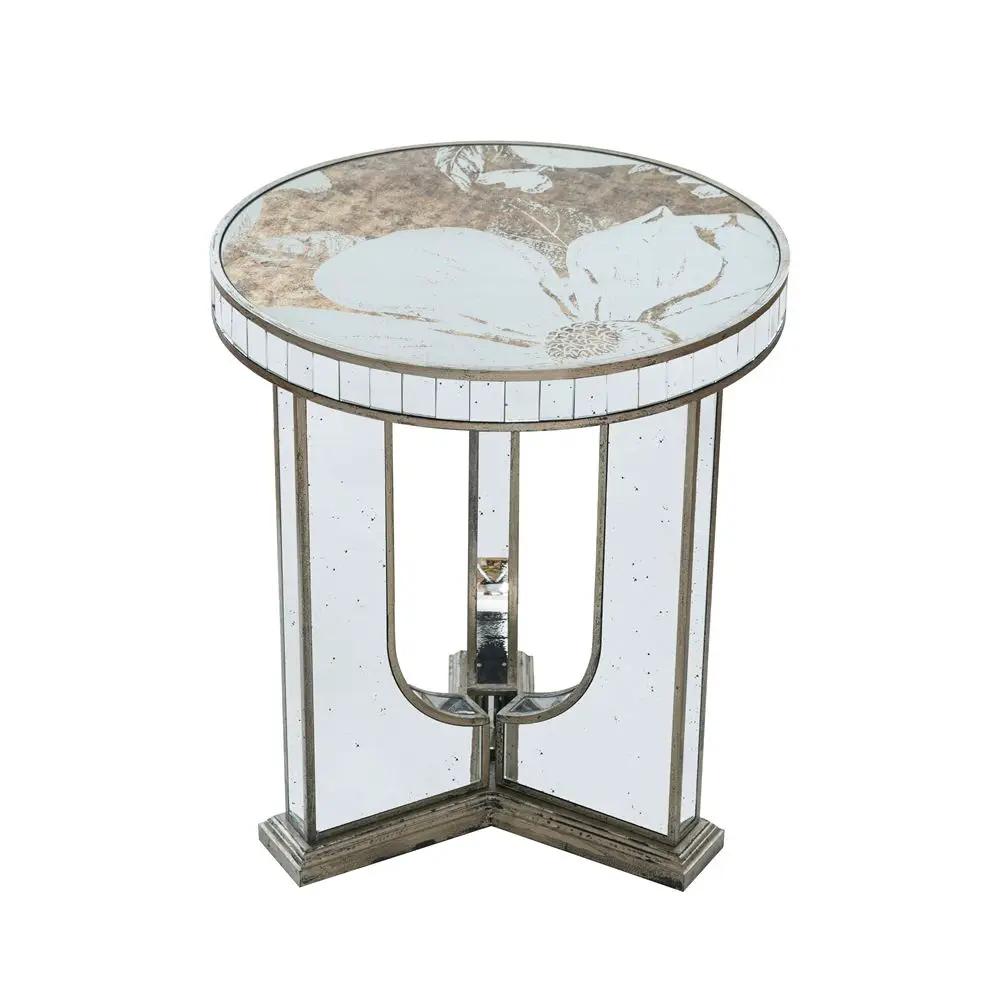 Round Table With Elegant Foral Design And Mirrored by HouseOfZazla