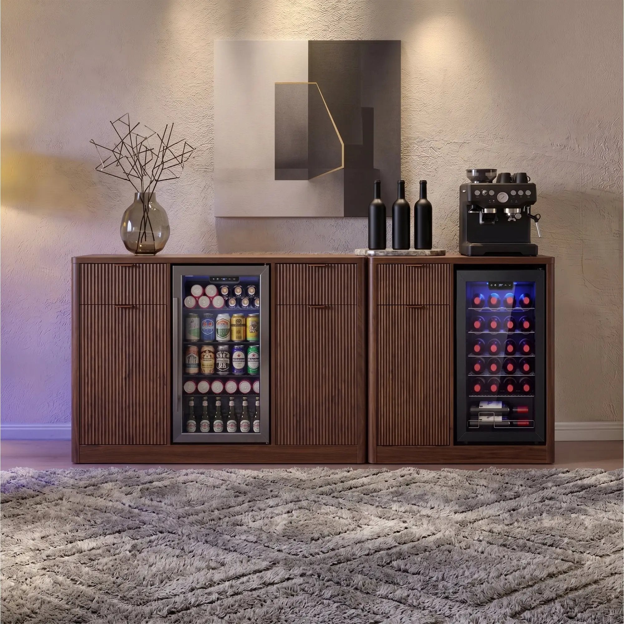 K&K 2-Piece Coffee Bar Cabinet with Fridge Space by HouseOfZazla