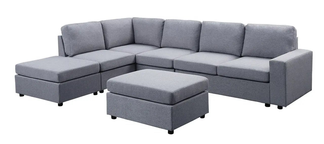 Cassia - 7 Seat Reversible Modular Sectional Sofa With Ottoman by HouseOfZazla