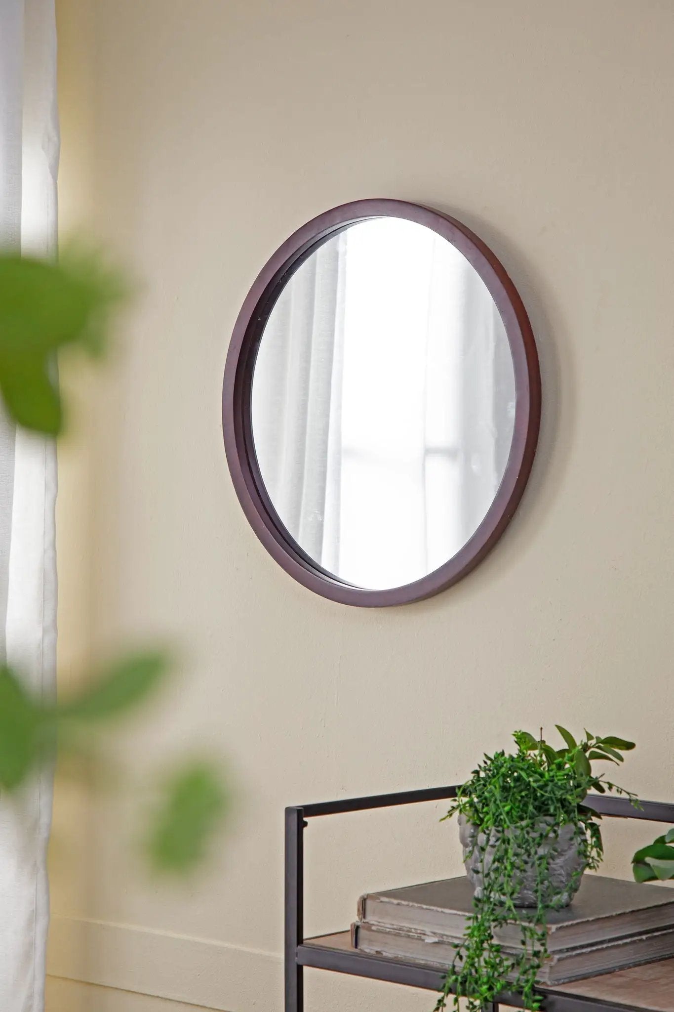 Circle Wall Mirror With Wooden Frame for Living Room by HouseOfZazla