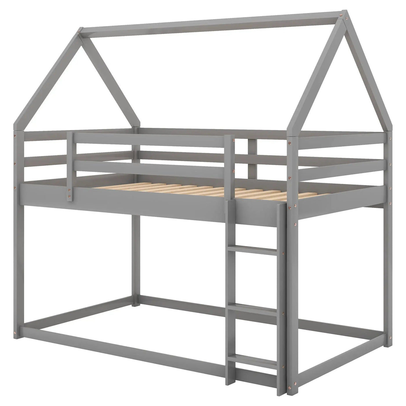 Low Bunk Bed With House Shaped Frame And Ladder by HouseOfZazla