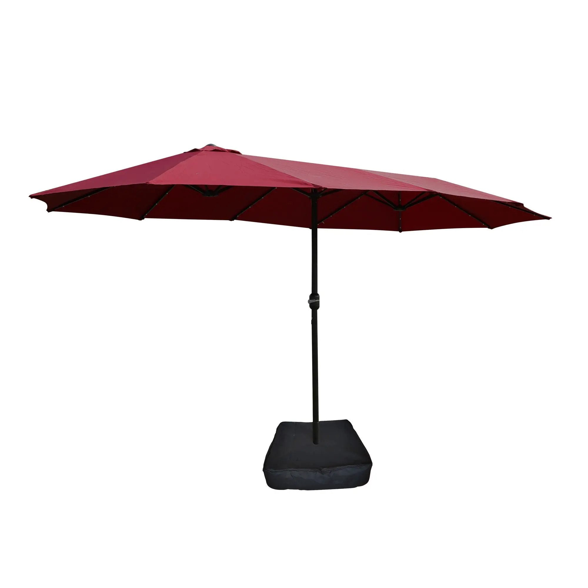 Double- Sided Outdoor Market Umbrella With Lights And Base by Unique Piece Furniture