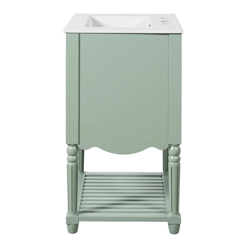Wave Design Bathroom Vanity With Sink, 2 Drawers And Open Shelf