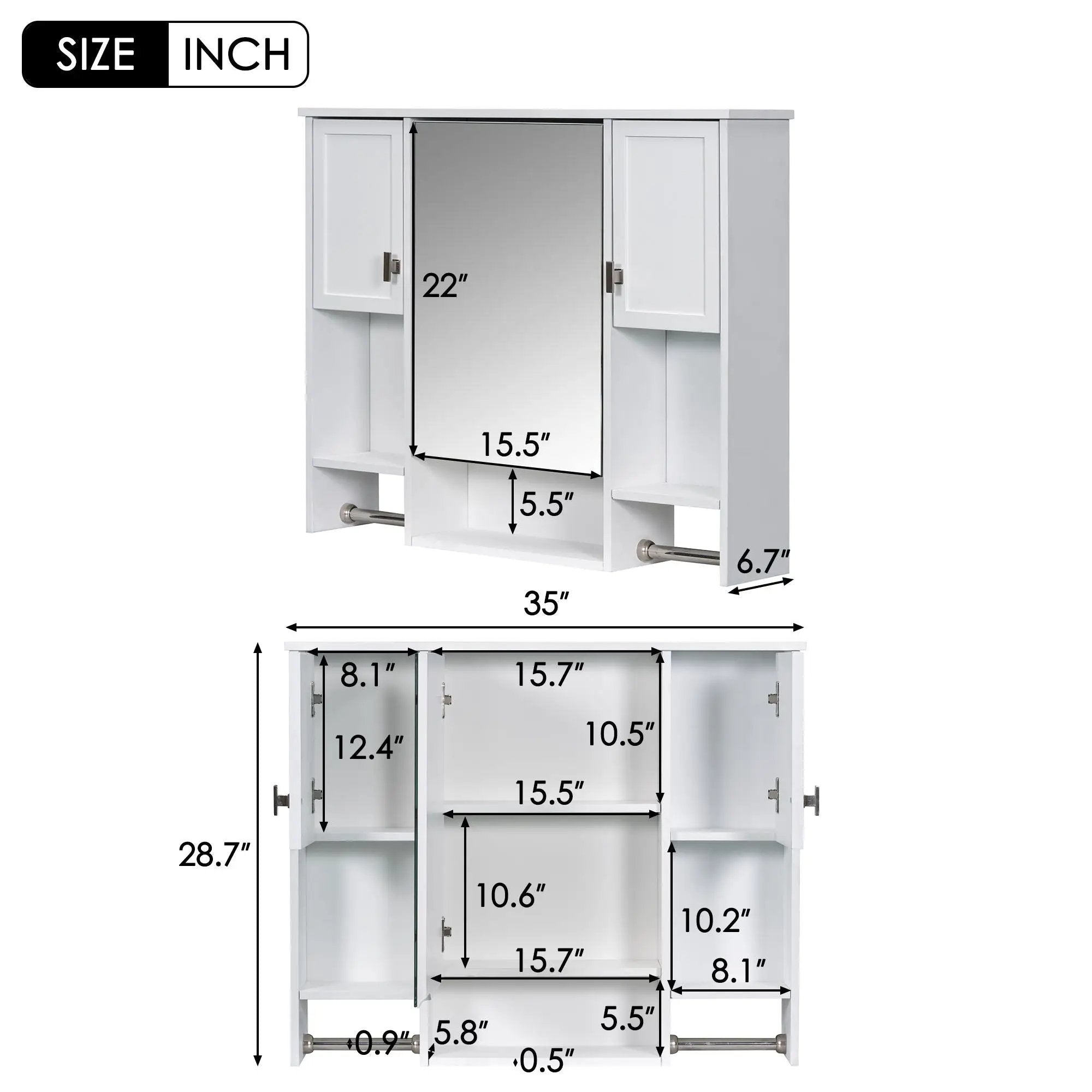 Wall Mounted Bathroom Storage Cabinet With Mirror, Medicine Cabinet With Towel Bar by Unique Piece Furniture