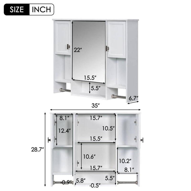 Wall Mounted Bathroom Storage Cabinet With Mirror, Medicine Cabinet With Towel Bar by Unique Piece Furniture