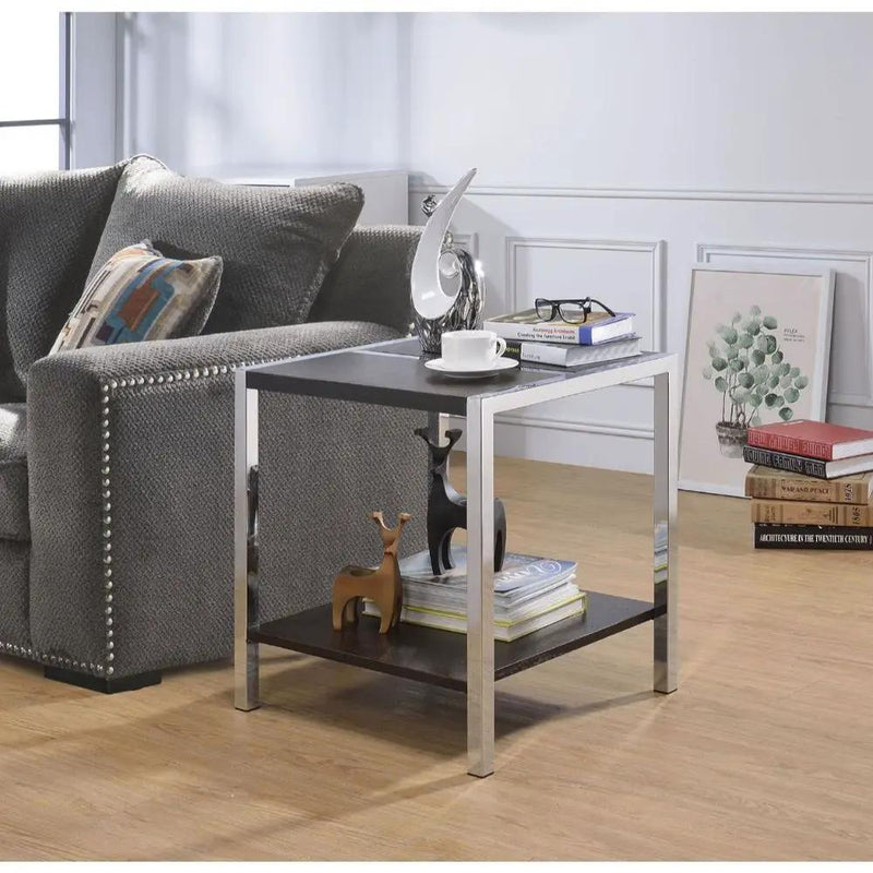 Jethro - End Table - Espresso & Chrome by Unique Piece Furniture