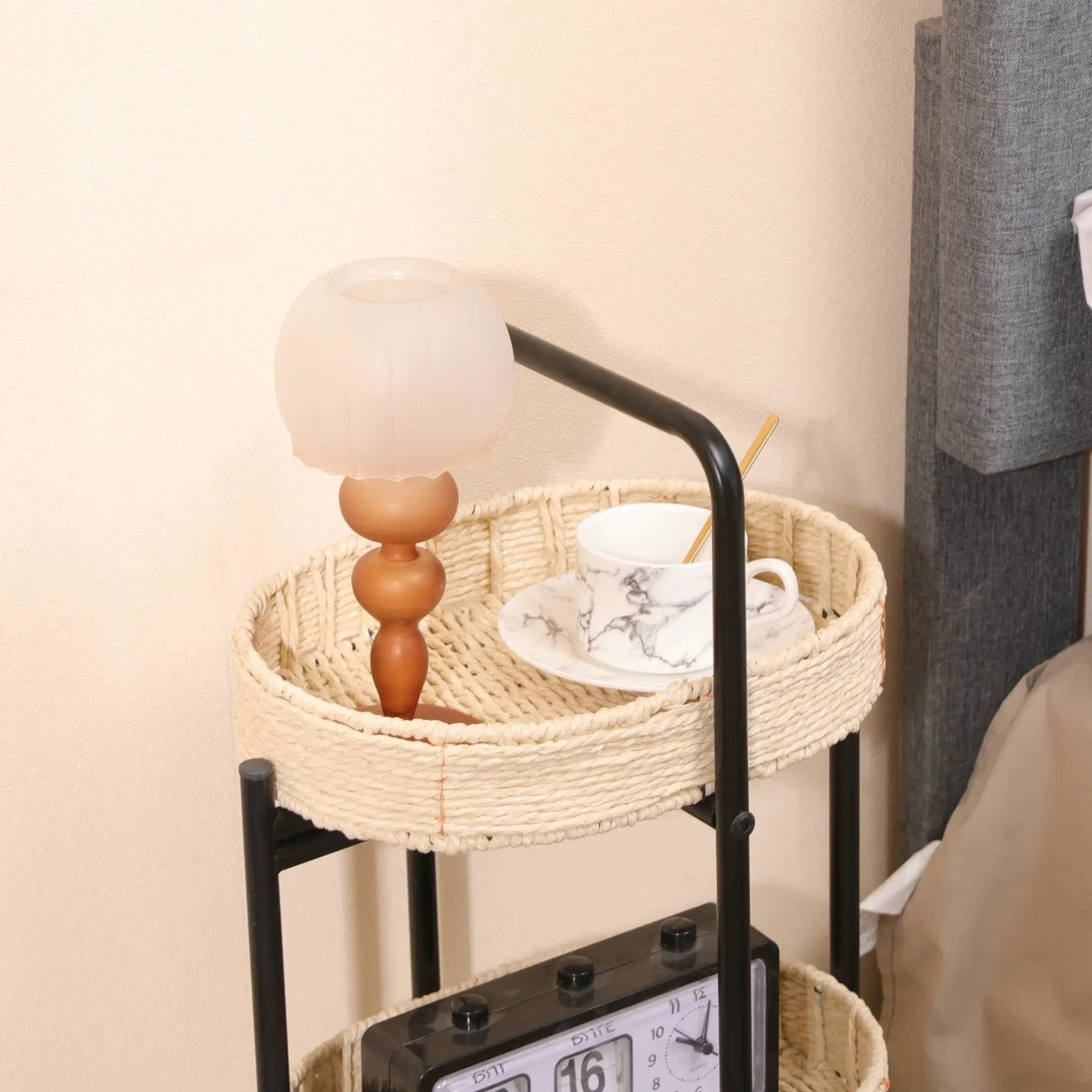 Modern 3 Tier Handwoven Side Table With Oval Organizer by HouseOfZazla