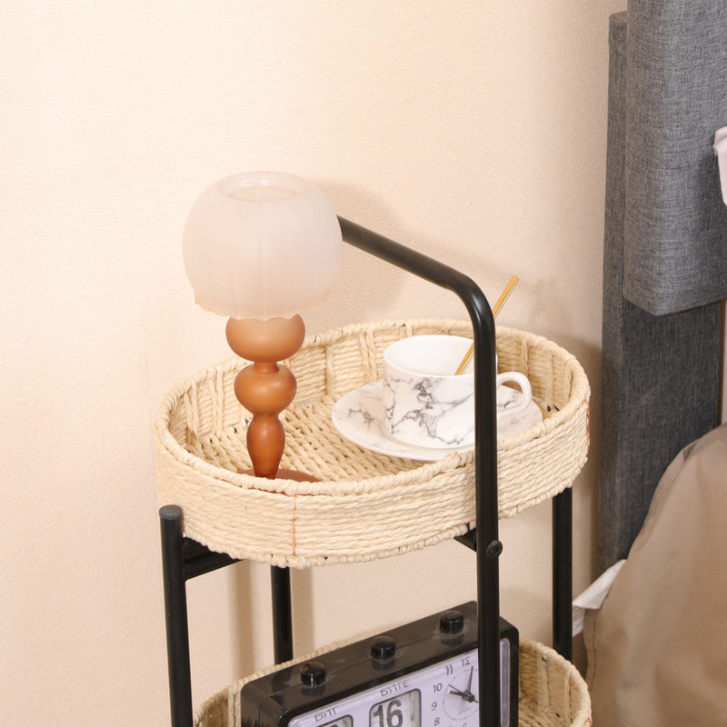 Modern 3 Tier Handwoven Side Table With Oval Organizer by HouseOfZazla