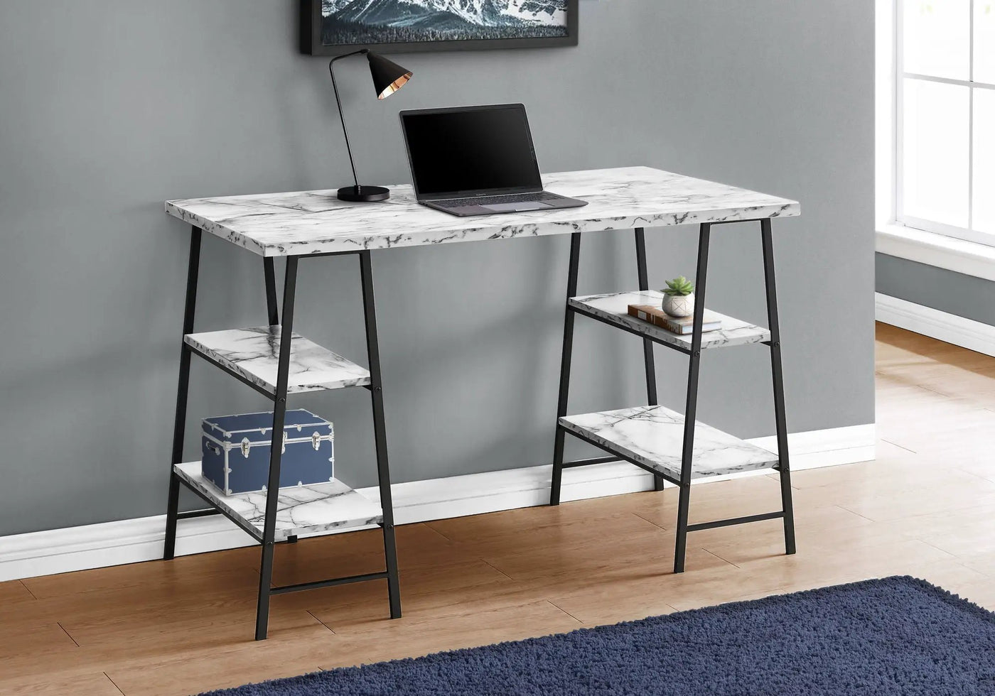 Computer Desk for Home Office with Storage Shelves by HouseOfZazla
