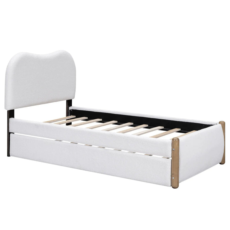 Upholstered Platform Bed With Wood Supporting Feet And Trundle by HouseOfZazla