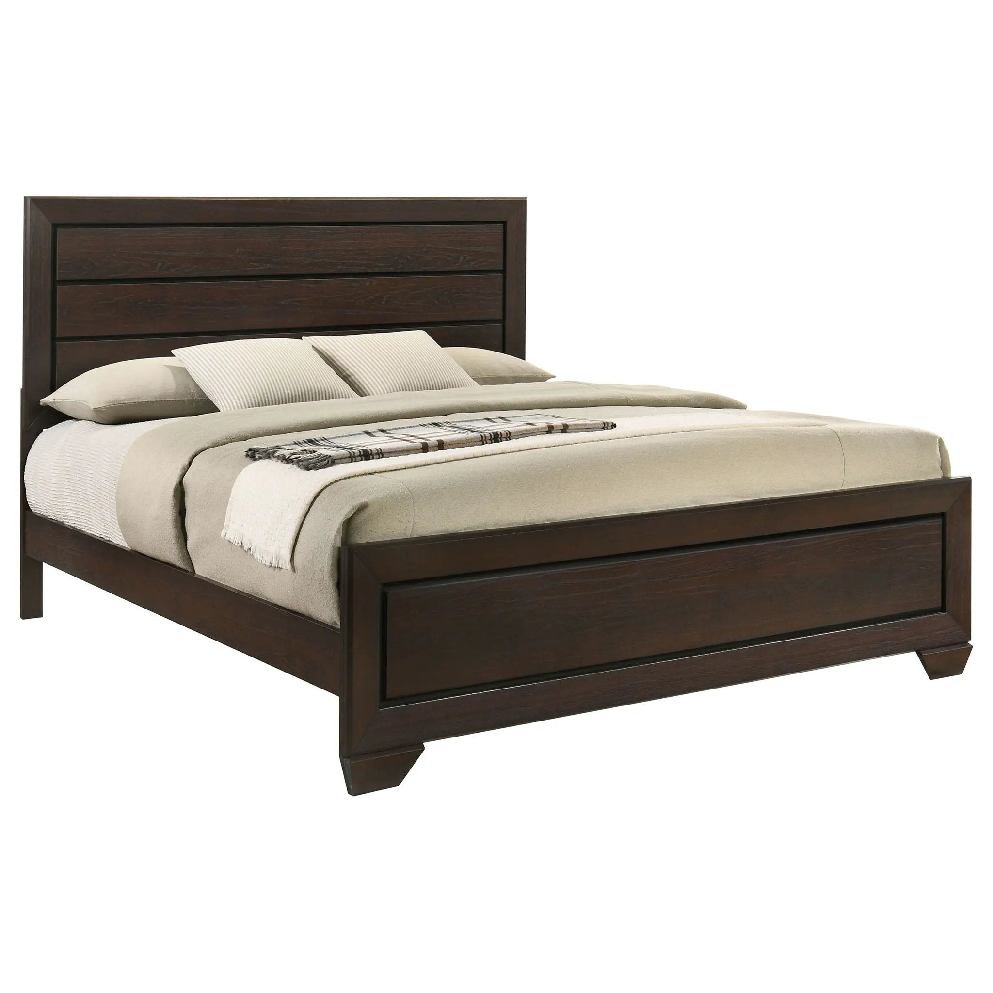 Kauffman Wood Eastern King Panel Bed Dark Cocoa by Unique Piece Furniture
