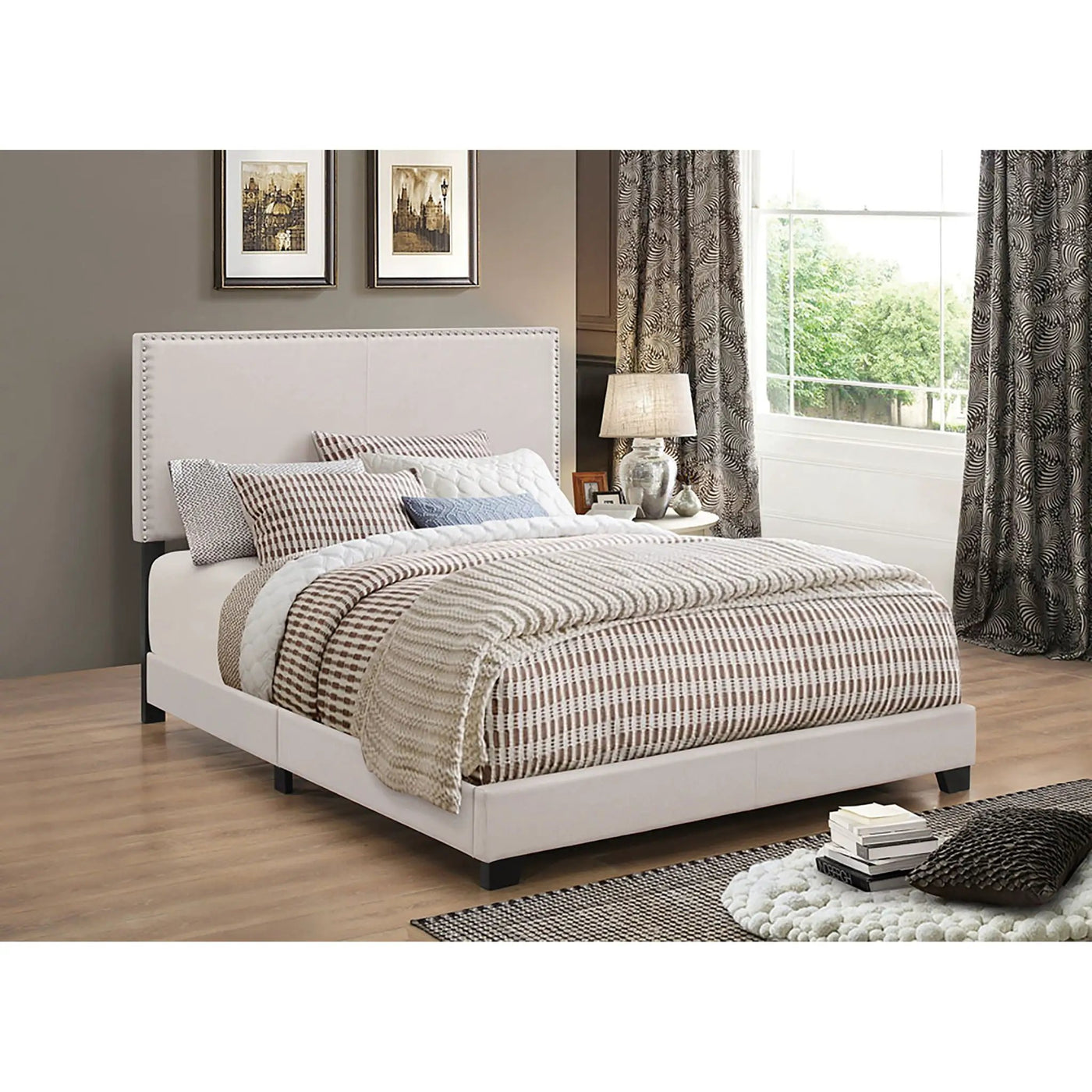 Ivory - Bed With Nailhead Trim by HouseOfZazla