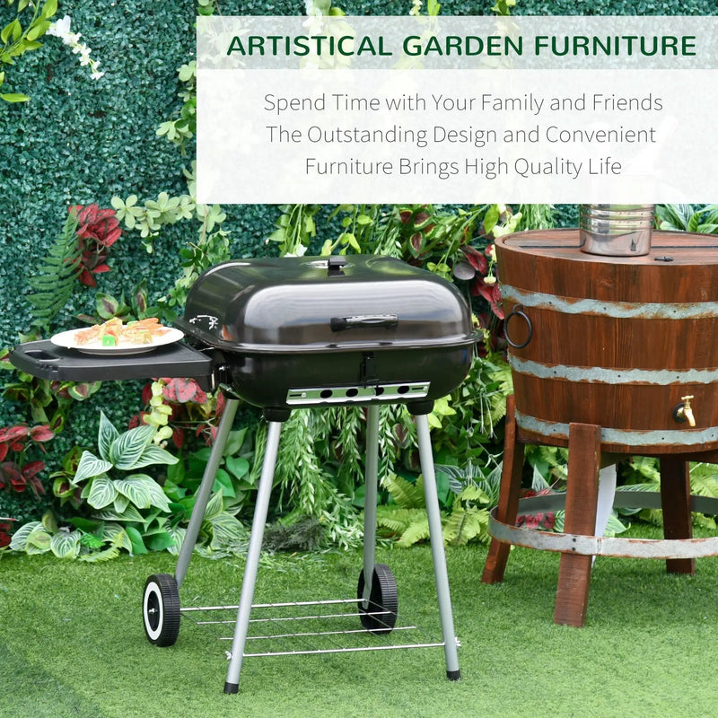 Outsunny 21' Portable Charcoal Grill with Wheels and Bottom Shelf by HouseOfZazla