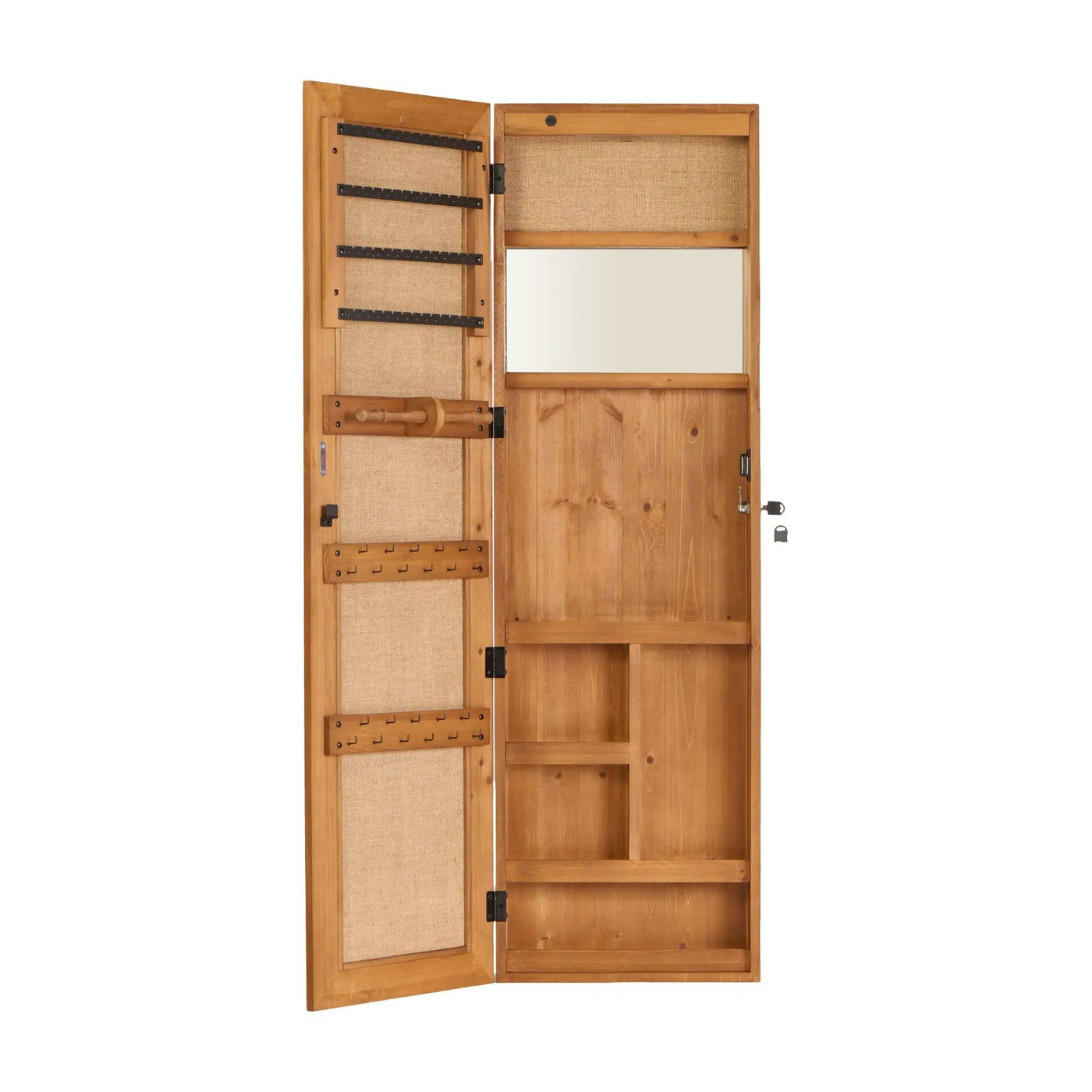 Jewelry Armoire Organizer With Full Length Mirror, Wall Mounted Lockable Cabinet With LED Light by HouseOfZazla