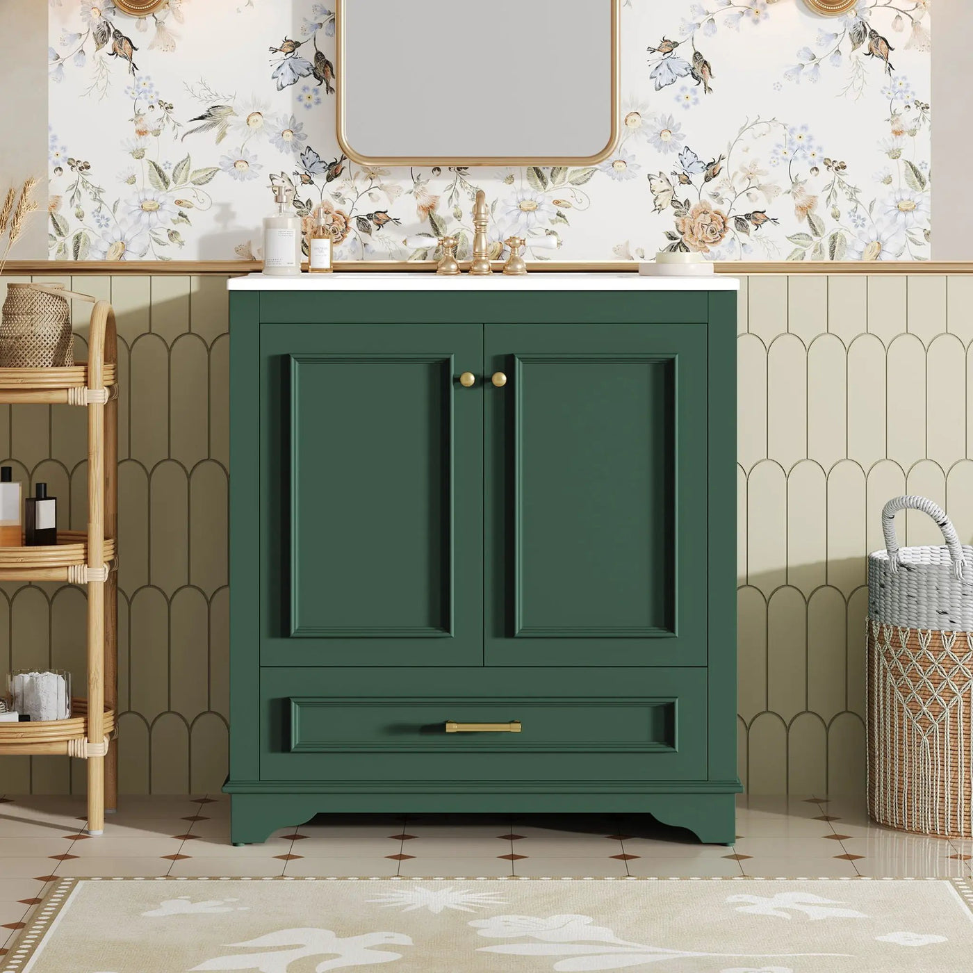 Bathroom Vanity With Sink, Cabinet & 2 Soft Closing Doors & Adjustable Shelf by HouseOfZazla