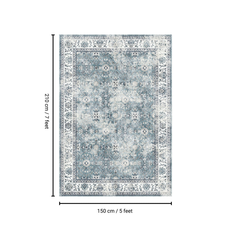 Toucan - 5' X 7' Washable Non - Slip Area Rug, Elegant Design - Silver by HouseOfZazla