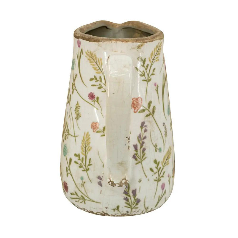 6.3x4.5x7.1' Round Ceramic Pitcher Vase with Multi-Colored Floral Motifs by HouseOfZazla