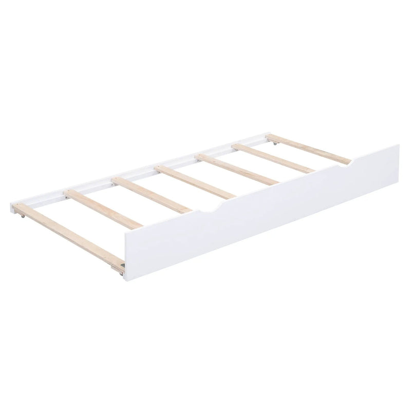 Twin Size Daybed With Storage Shelvesboard, Cork Board, USB Ports And Trundle - White by HouseOfZazla