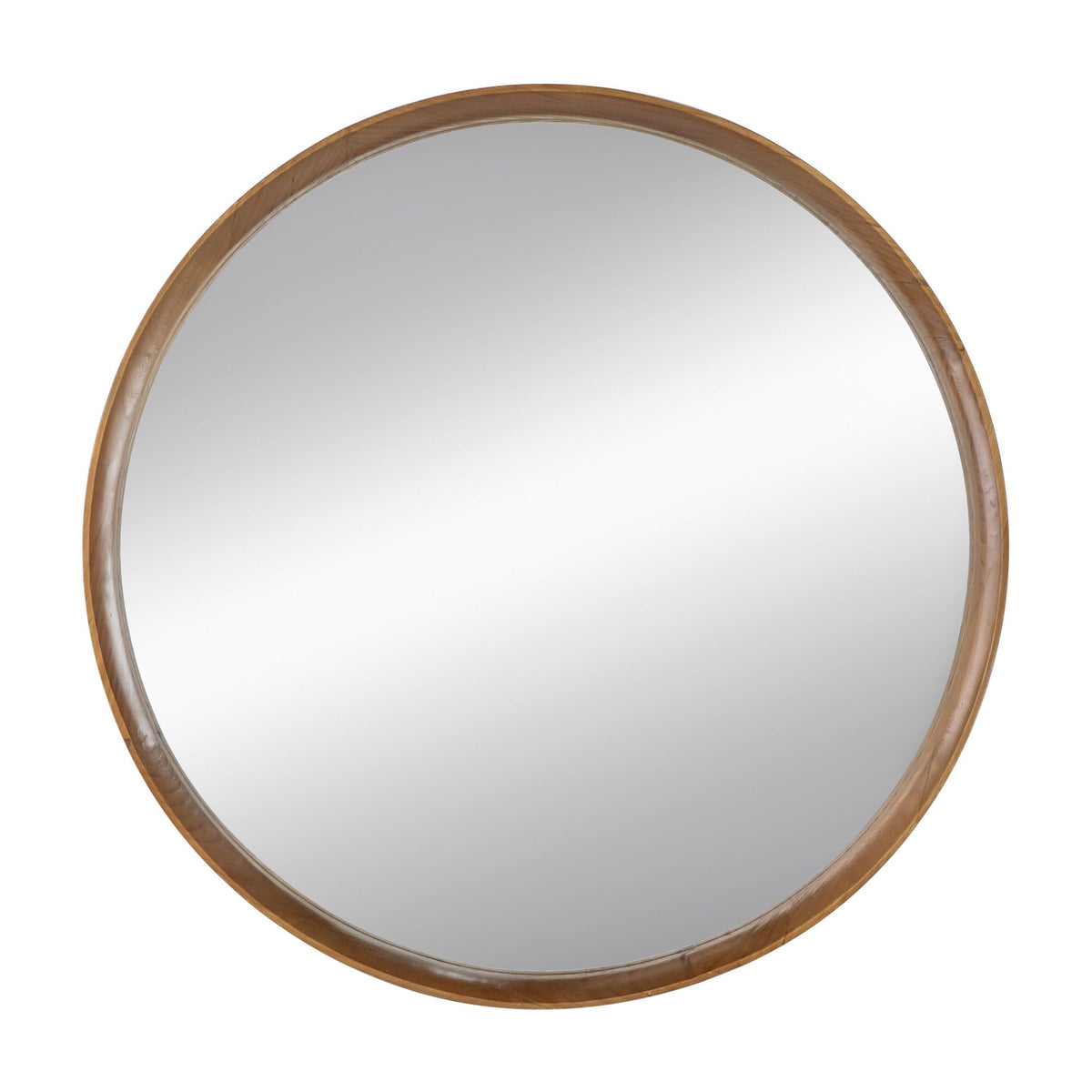 Round Wood Wall Mirror with Durable Fir Frame - Light Brown, photo 4 of 13