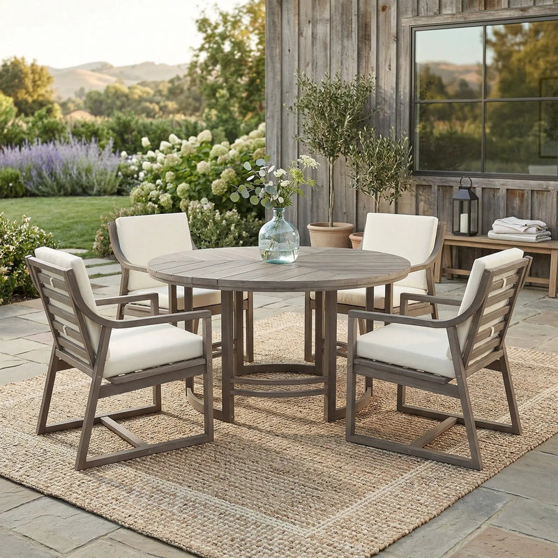 Outdoor Dining Set 5-Piece Patio Table and Chairs with Umbrella Hole by HouseOfZazla
