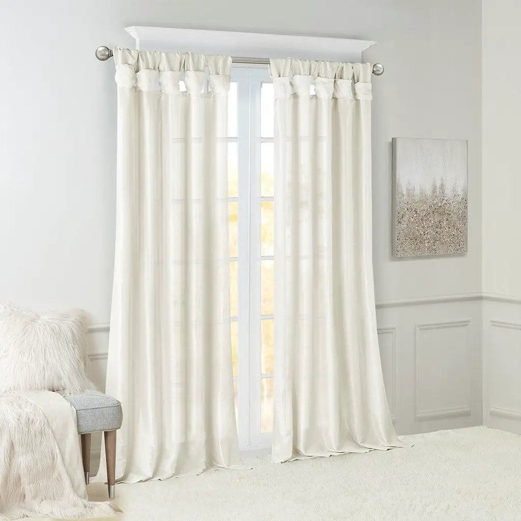 Twist Tab Lined Window Curtain Panel White 50x108 by HouseOfZazla