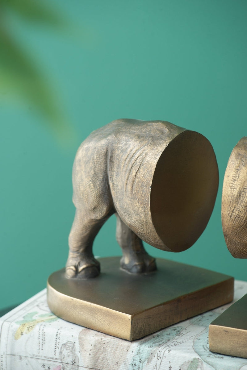 Set of 2 Rhino Bronze Bookends by HouseOfZazla