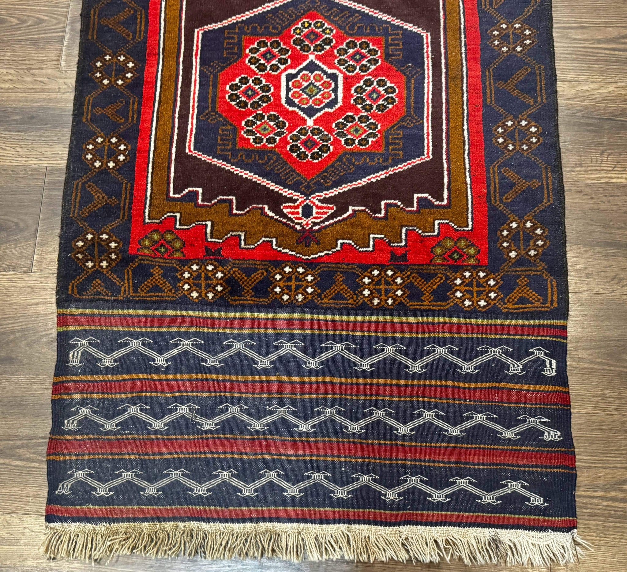 Afghan Rug 3x5, Tribal, Navy Blue, Wool, Handmade, Geometric, Rustic by Jewel Rugs