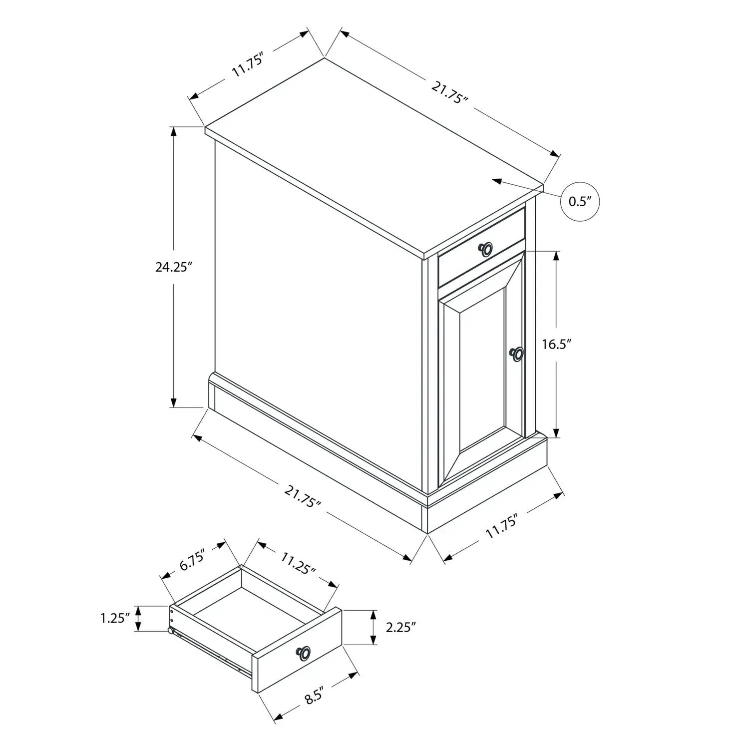 Accent End Table, Storage Drawer, Versatile Design - Espresso by Unique Piece Furniture