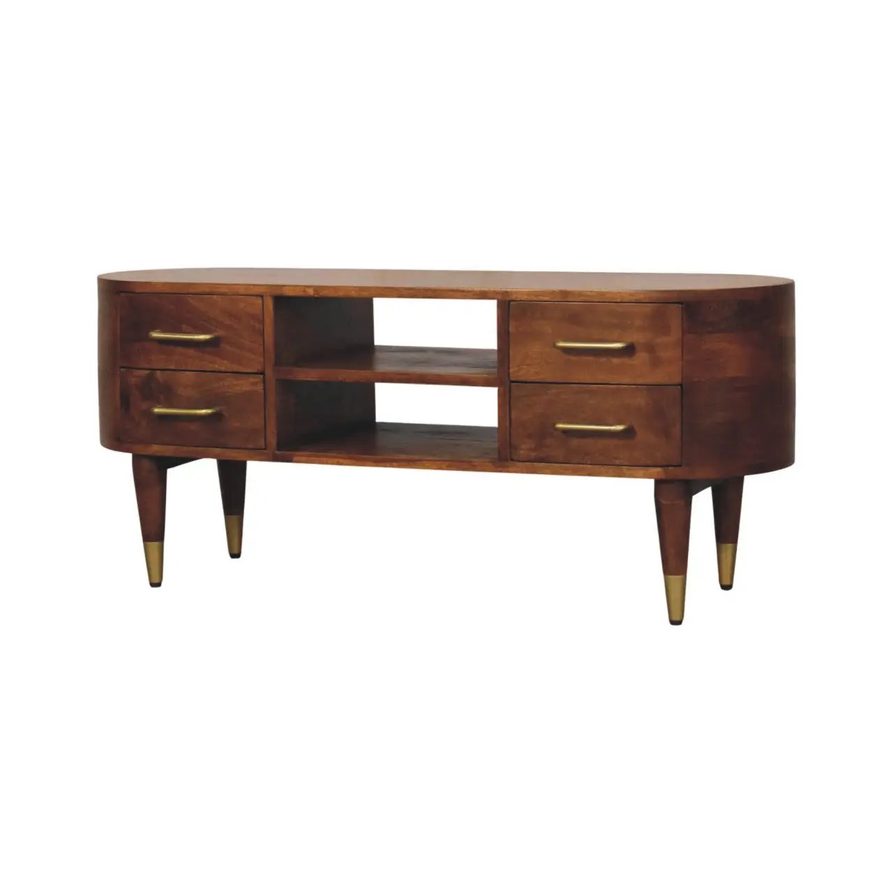 Solid Wood Valenza Curved Media Unit by HouseOfZazla