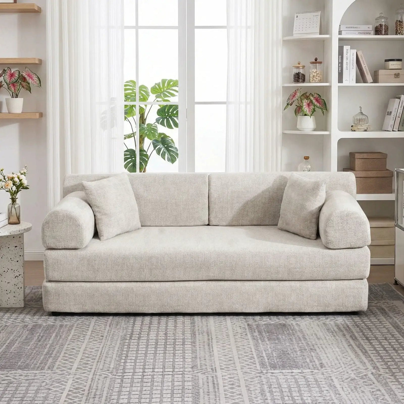 Modern 2 Tone Fabric Convertible Sleeper Sofa Bed by HouseOfZazla