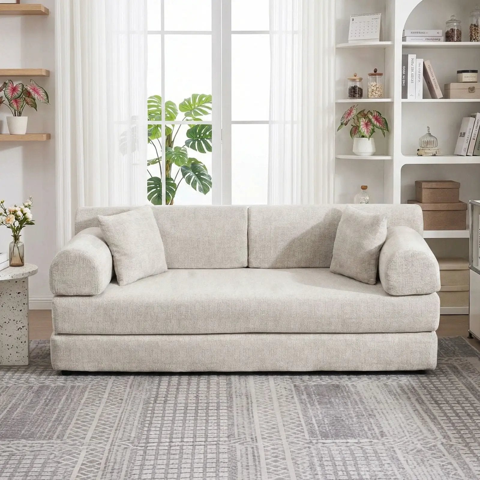 Modern 2 Tone Fabric Convertible Sleeper Sofa Bed by Unique Piece Furniture