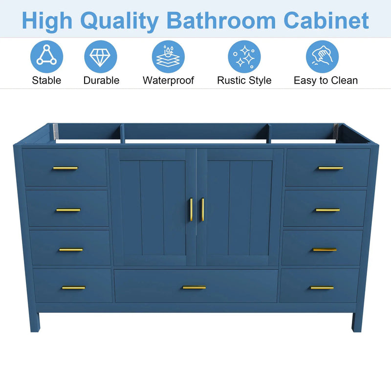 60" Bathroom Vanity Base Cabinet with 2 Soft-Close Double Doors by HouseOfZazla
