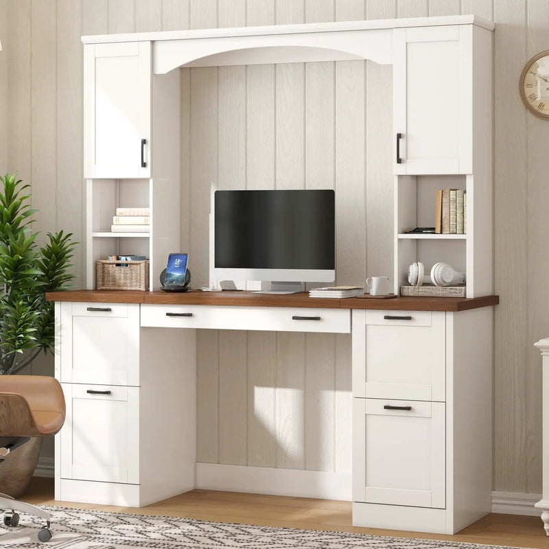 ON-Trend Farmhouse Arched Computer Desk with Hutch by HouseOfZazla