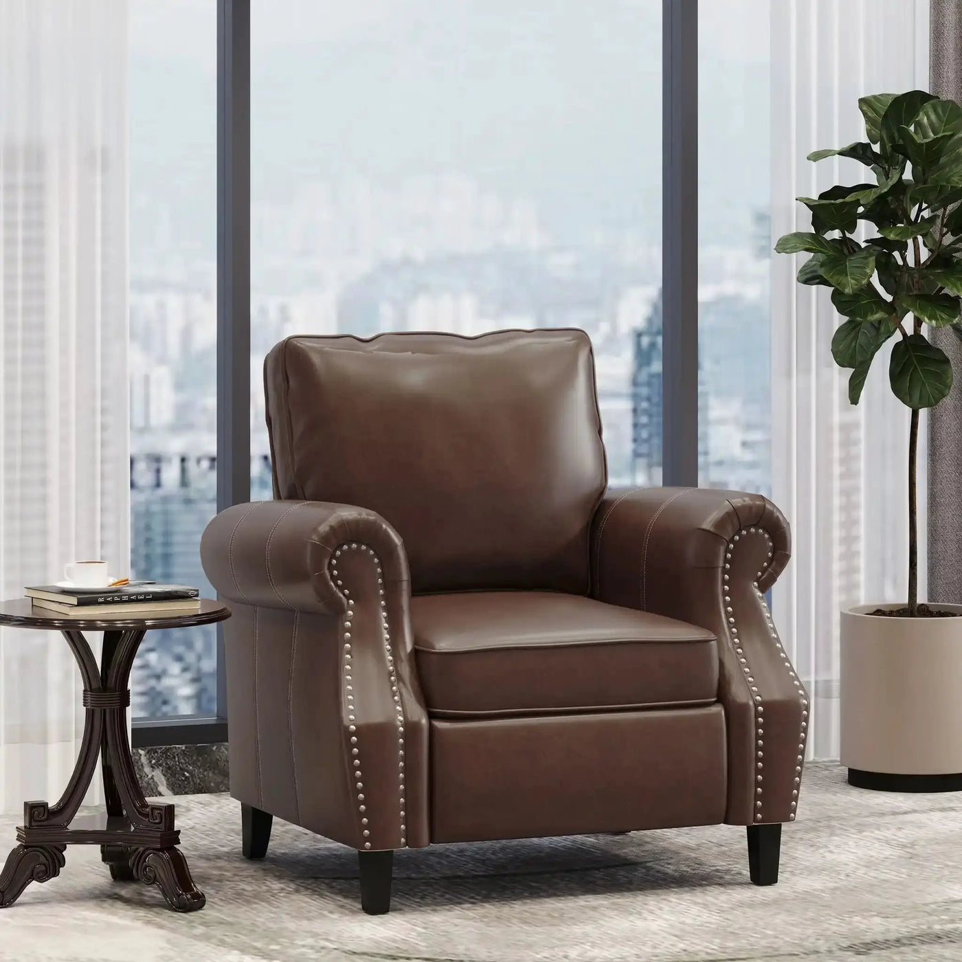 Contemporary Club Chair With Nailhead Trim And Rolled Armrests by HouseOfZazla