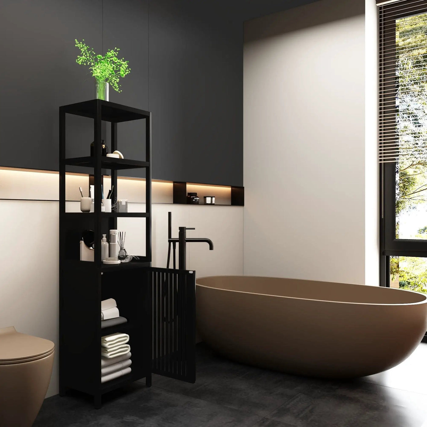 Storage Cabinet With Tall Tower, Multifunctional For Bathroom by HouseOfZazla