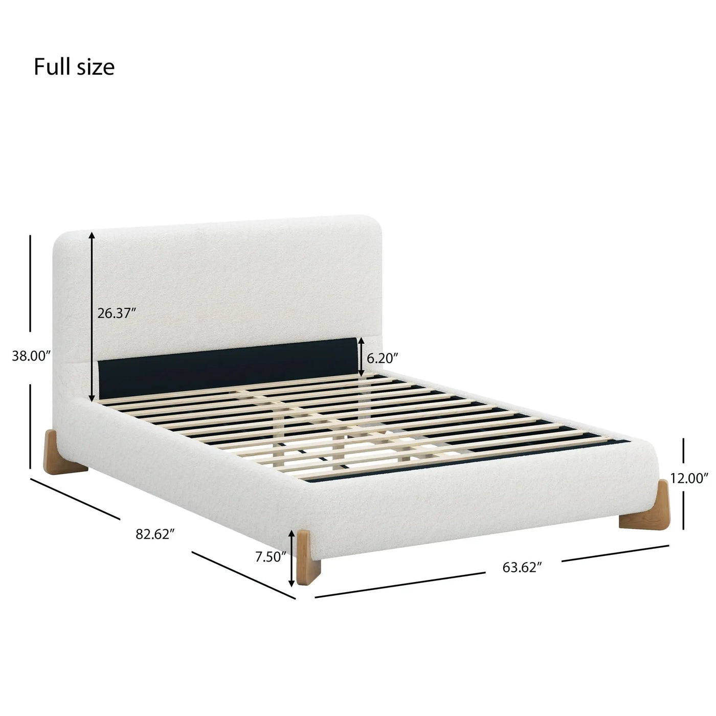 Elegant Boucle Upholstered Bed With Solid Wood Feet by HouseOfZazla