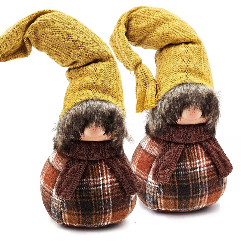 Gnomes Decorations, For Fall Thanksgiving Table Decorations (Set of 2) - Brown / Yellow by HouseOfZazla