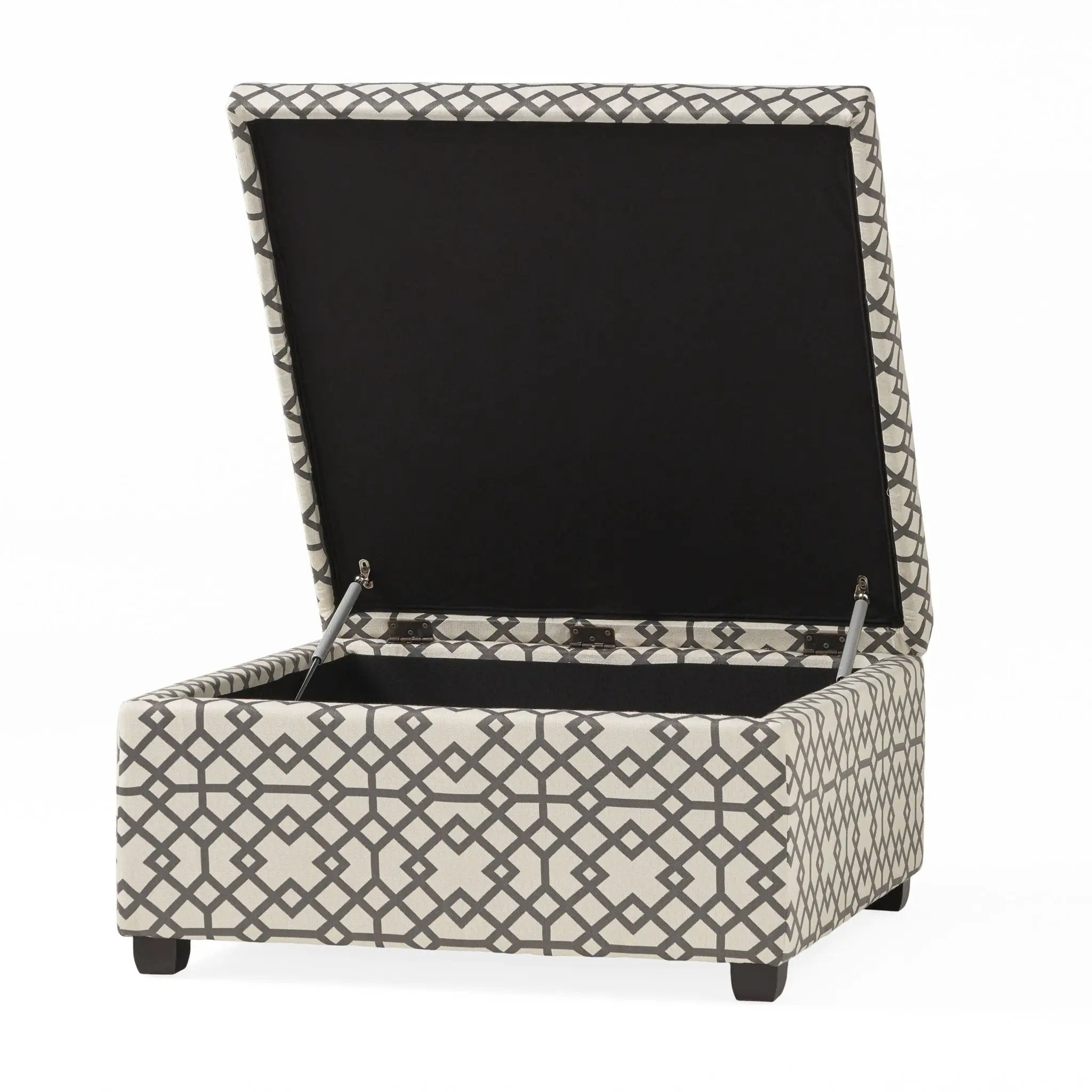 Richmond Storage Ottoman with Unique Pattern and Ample Storage - Gray by HouseOfZazla