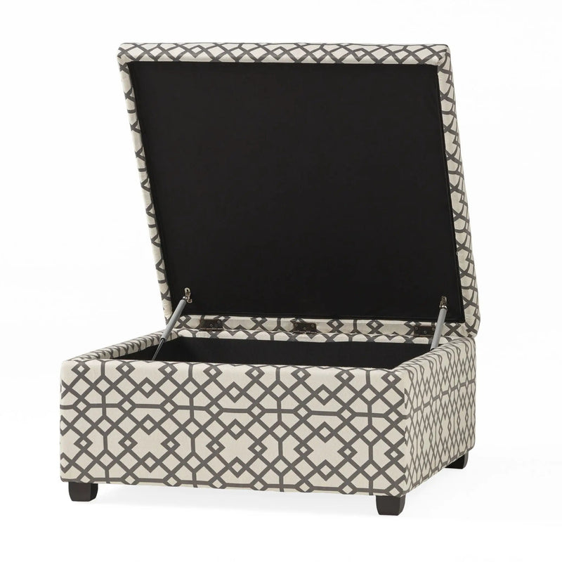 Richmond Storage Ottoman with Unique Pattern and Ample Storage - Gray by HouseOfZazla