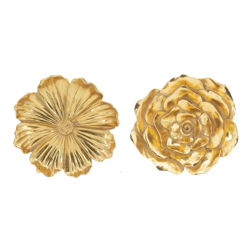 Rose Hanging Resin Wall Accents (Set of 2) - Gold by HouseOfZazla