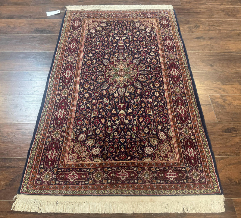 Indo Kashmiri Rug 3x5, Navy Blue, Very Fine 400 KPSI, Pair B by Jewel Rugs