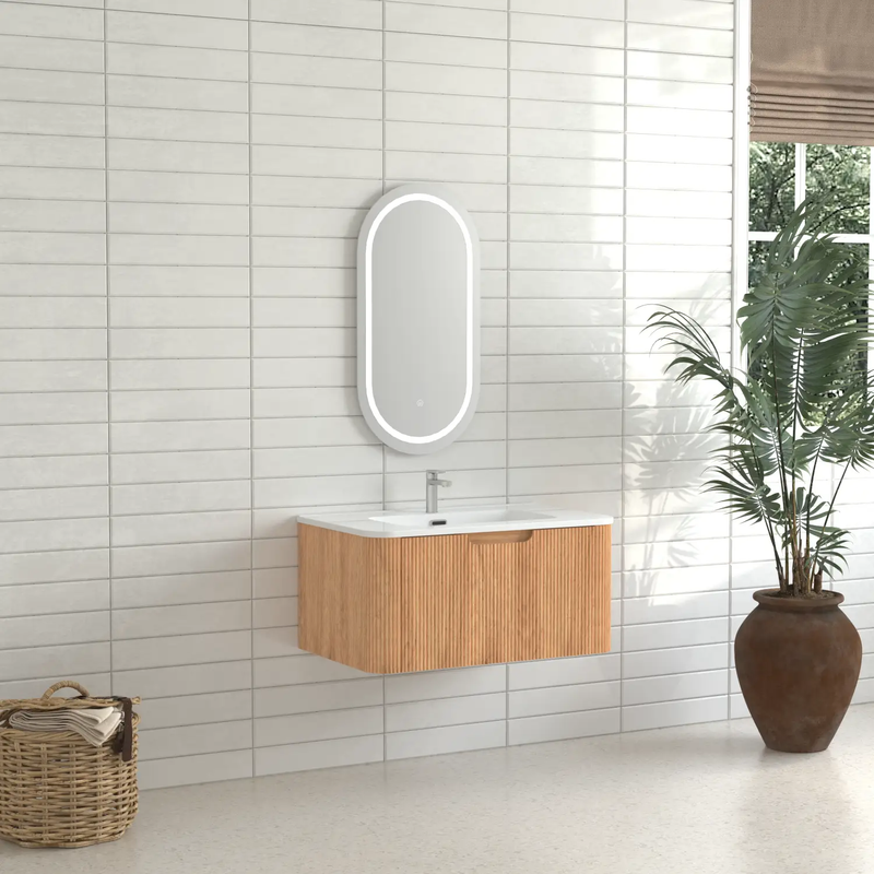 30-Inch Wall-Mounted Floating Solid Wood Bathroom Vanity by HouseOfZazla