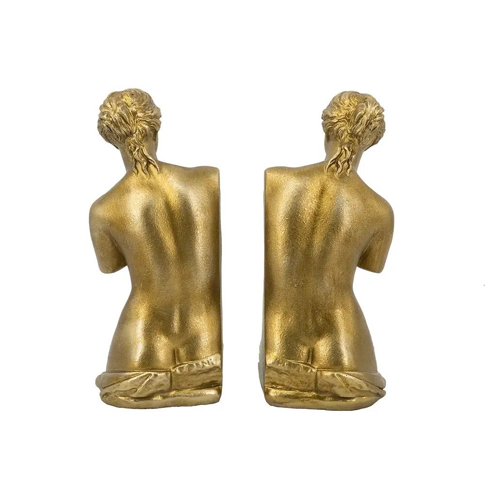 Set of 2 Venus de Milo Bust Bookends with Gold Finish by HouseOfZazla