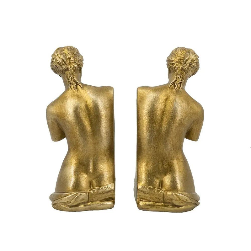 Set of 2 Venus de Milo Bust Bookends with Gold Finish by HouseOfZazla