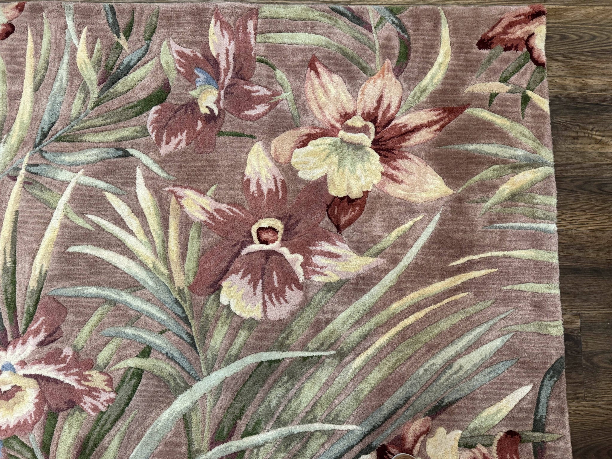 Hand Tufted Floral Rug 5x8, Light Rose Wool Carpet by Jewel Rugs