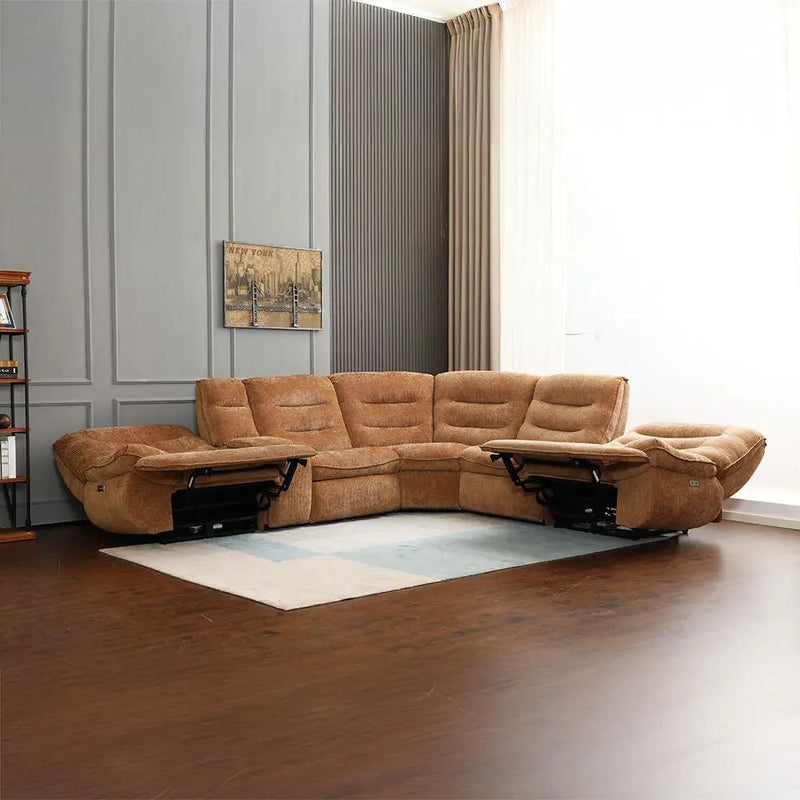 Emmy - Power Motion Sectional Sofa - Orange Chenille by Unique Piece Furniture