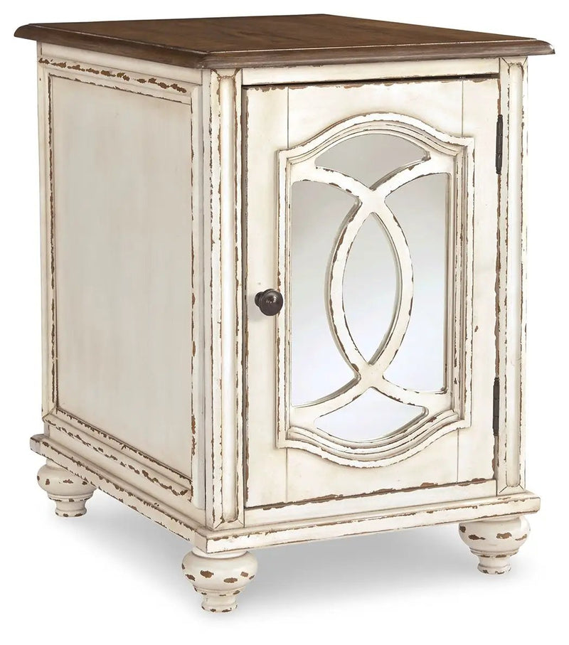 Realyn - Chair Side End Table - Insert Mirror - White / Brown by Unique Piece Furniture