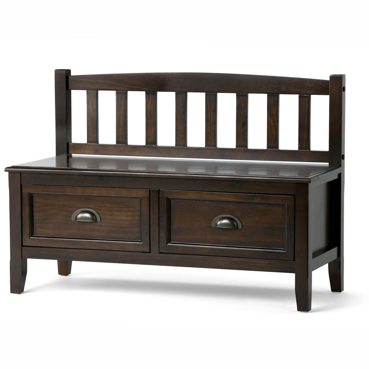Entryway Storage Bench with Drawers - Solid Wood, Black or Dark Brown, photo 2 of 19