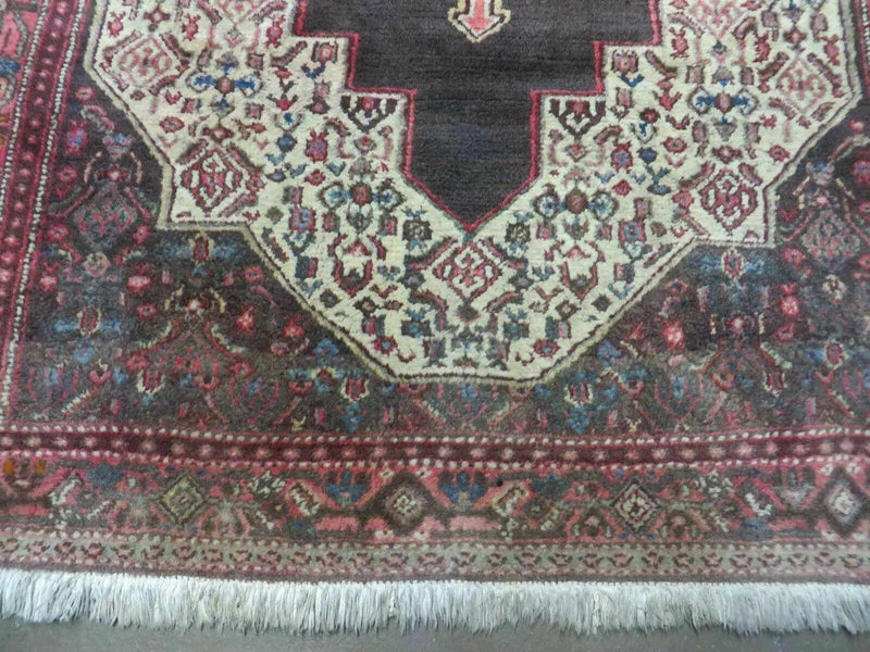 4' X 5' Antique Handmade India Floral Oriental Wool Rug Brown Vegetable Dyes by Jewel Rugs
